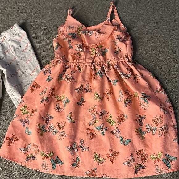 3T leggings DNKY grey and pink, Cherokee butterfly dress neon orange - Picture 2 of 8